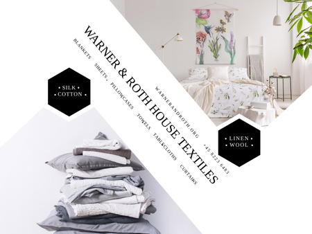 Home Textile Offer with Cozy bedroom Poster 18x24in Horizontal Šablona návrhu