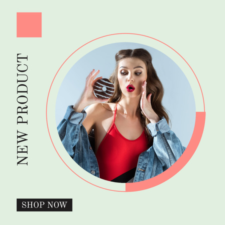 Modèle de visuel Fashionable Girl with Donut - Instagram