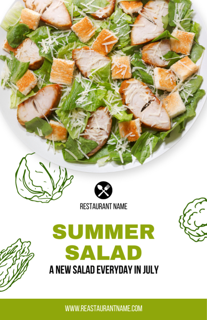 Offer of Tasty Summer Salad Recipe Card Design Template