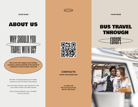 Bus Travel Tours Offer with Beautiful Couple Brochure 8.5x11in Design Template