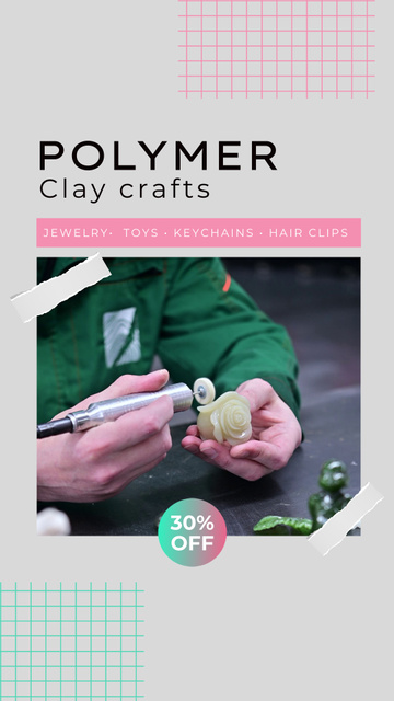 Polymer Clay Crafts And Goods With Discount TikTok Videoデザインテンプレート