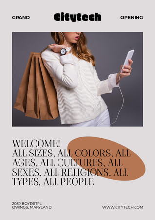 Platilla de diseño Multiracial Community Invitation with Phone in Hands Poster