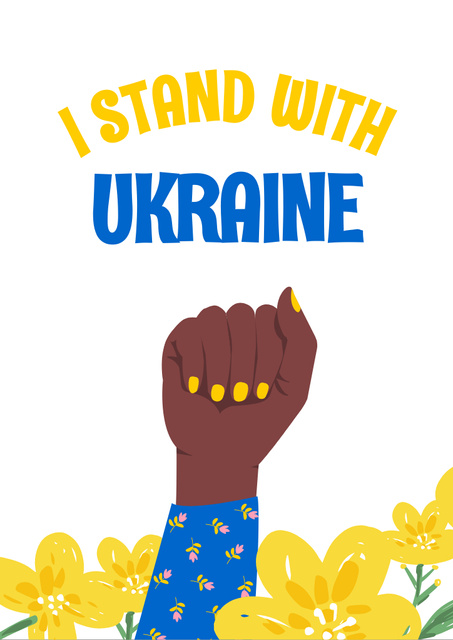 Designvorlage Stand with Ukraine. Protest Against the War für Flyer A4