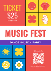 Music Fest Ad with Bright Illustration