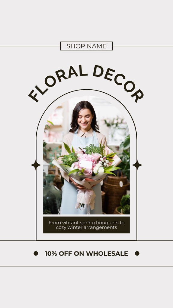 Flower Arrangements Discount Offer on Wholesale Instagram Story Πρότυπο σχεδίασης