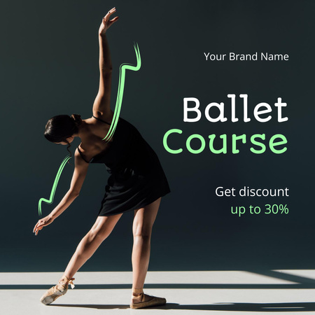 Platilla de diseño Promo of Ballet Course with Young Woman Instagram