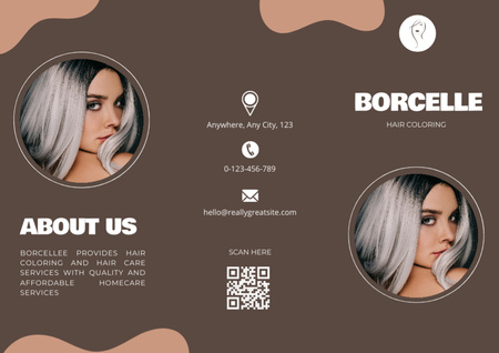 Fashionable Woman with Grey Hair in Beauty Salon Brochure Design Template