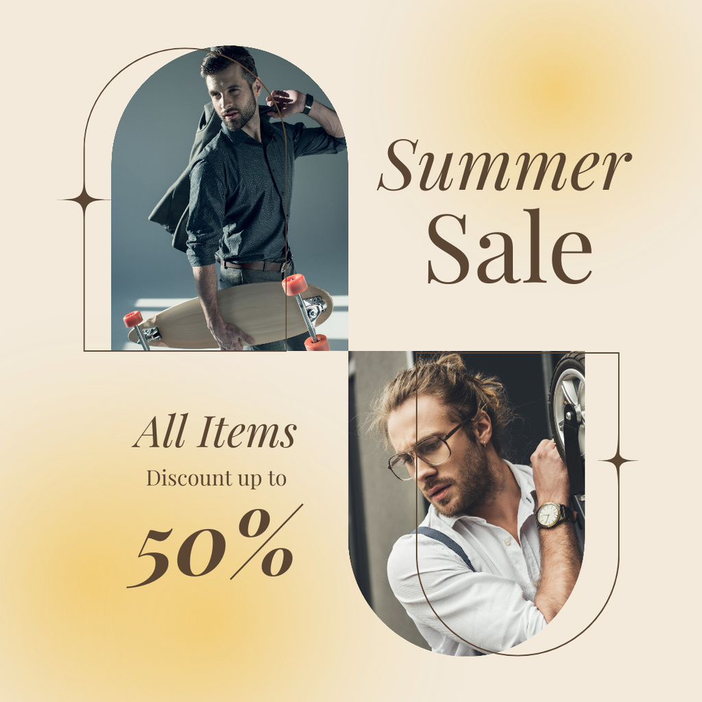 Men's fashion summer sale Instagramデザインテンプレート