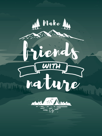 Plantilla de diseño de Nature Quote Scenic Mountain View Poster US 