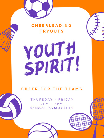 Cheerleading Tryouts Announcement Poster US Design Template