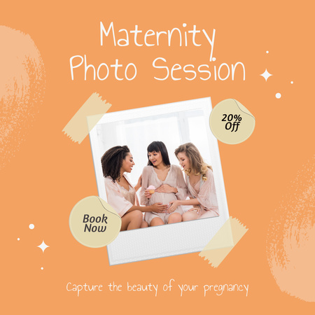 Modèle de visuel Remise sur une séance photo de maternité avec des femmes heureuses - Instagram