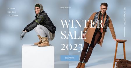 Designvorlage Discount Offer on Winter Clothes für Facebook AD