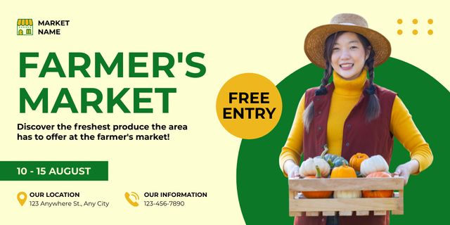 Free Entry to a Farmer's Market Twitterデザインテンプレート