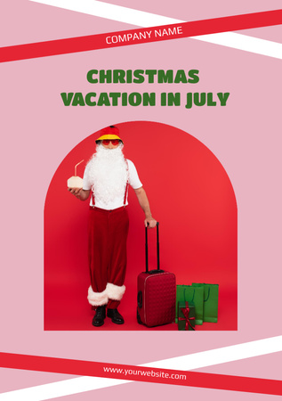 Ontwerpsjabloon van Flyer A5 van Christmas Holiday Offer in July with Santa Claus