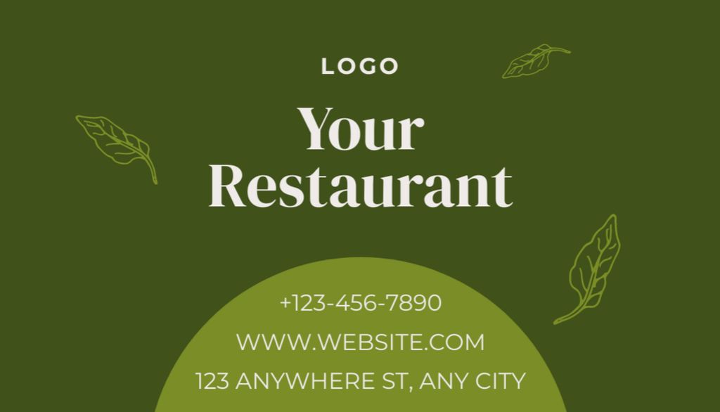 Restaurant's Green Thanking Message Business Card US Design Template
