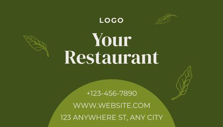 Plantilla de diseño de Agradecimiento verde del restaurante Business Card US 