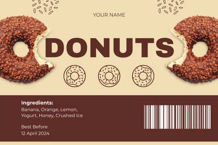 Chocolate Donuts Retail Label Design Template