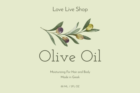 Designvorlage Natürliches Olivenöl mit feuchtigkeitsspendender Wirkung für Label