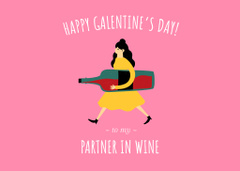 Galentine's Day Greeting with Girl carrying Wine