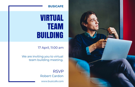 Virtual Teambuilding Meeting Announcement Invitation 18.2x11.7cm Horizontal Design Template