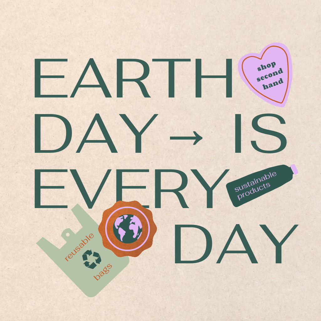 Earth Day Concept with Sustainable Products illustration Instagram tervezősablon