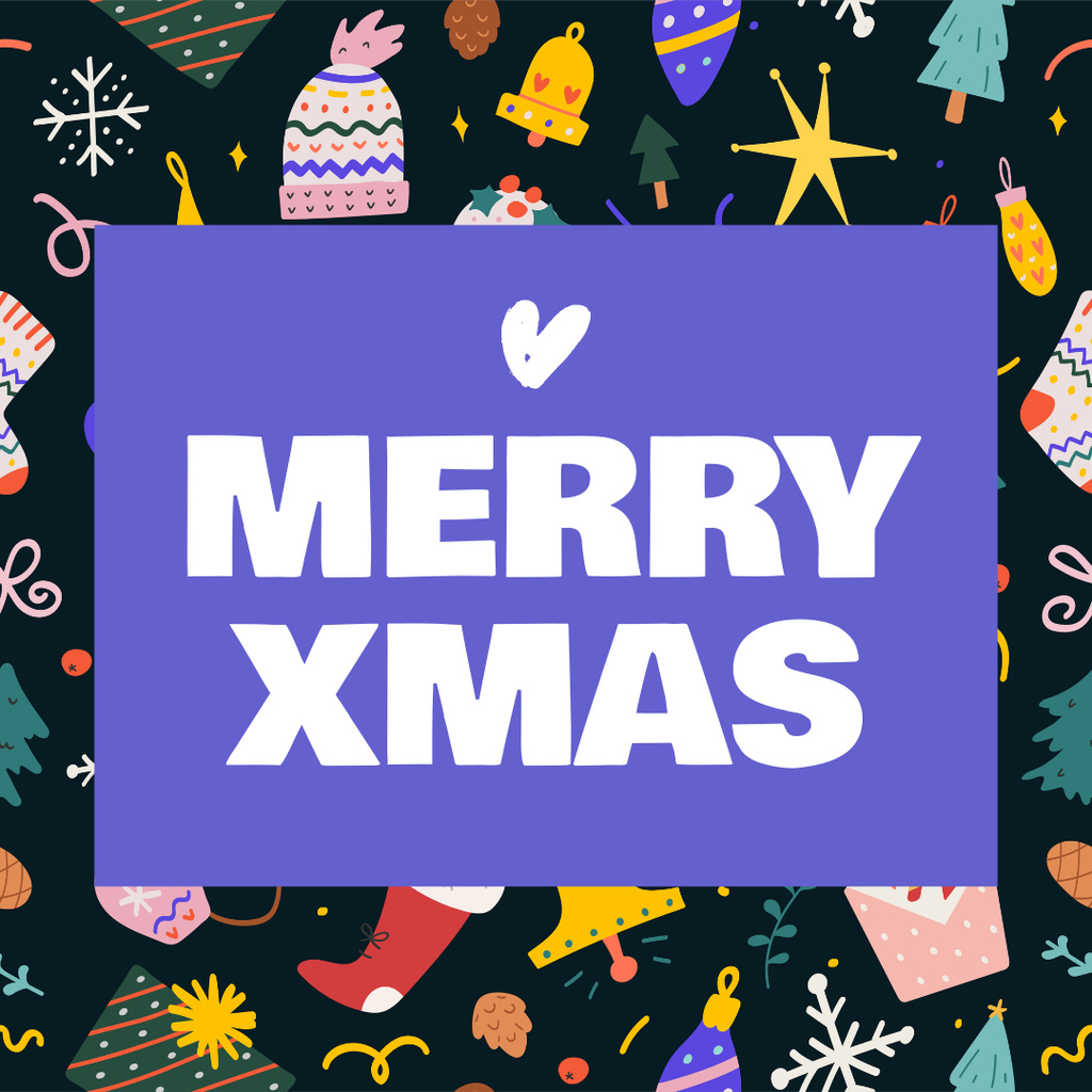 Ontwerpsjabloon van Instagram van Cute Christmas Greeting with Decoration
