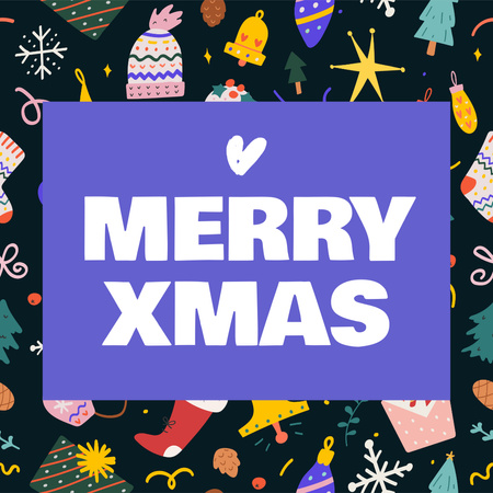 Designvorlage niedlicher weihnachtsgruß mit dekoration für Instagram