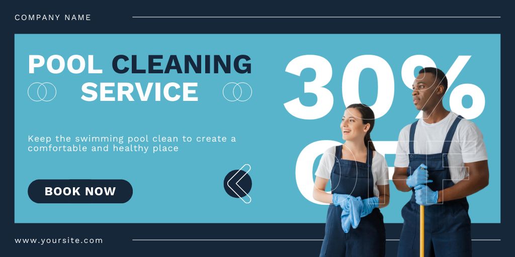 Big Discounts on Pool Cleaning Services With Booking Twitter Modelo de Design