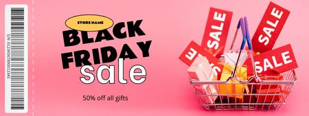 Black Friday Sale with Gifts in Shopping Bag Coupon Design Template