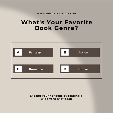 Favorite Book Genre Survey  Instagram Modelo de Design