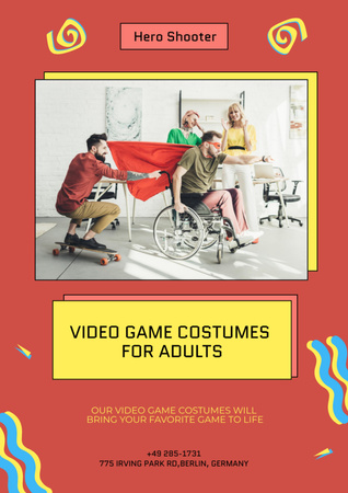 Ontwerpsjabloon van Poster A3 van Video Game Costumes Offer