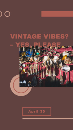 Modèle de visuel Annonce du marché des marchandises vintage avec des ustensiles - Instagram Video Story