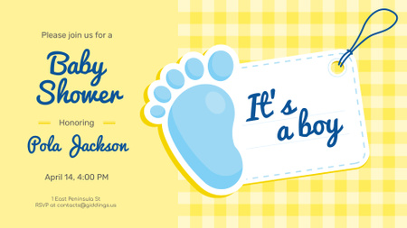 Baby Shower invitation with Foot and Tag FB event cover Design Template