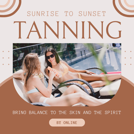 Young Women Sunbathing by Pool Instagram AD Design Template