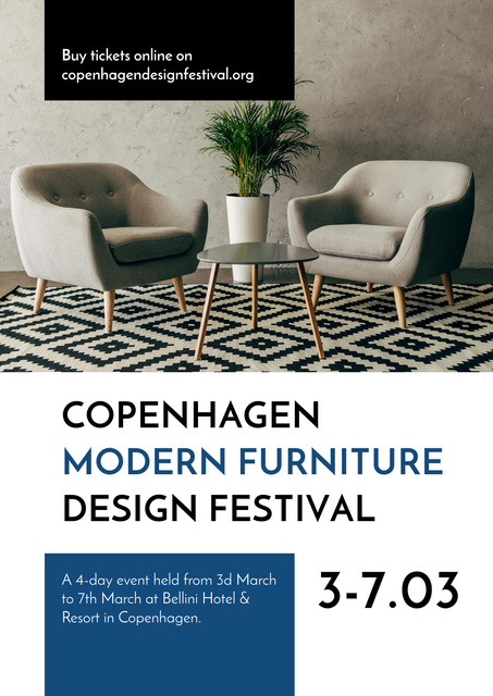 Furniture Festival Ad with Stylish Modern Armchairs Poster Πρότυπο σχεδίασης