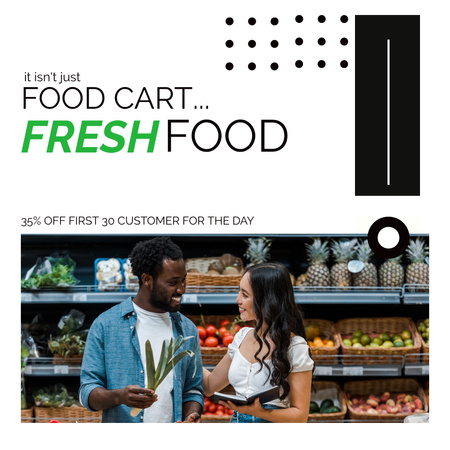 Az élelmiszert választó emberek a szupermarketben Instagram tervezősablon