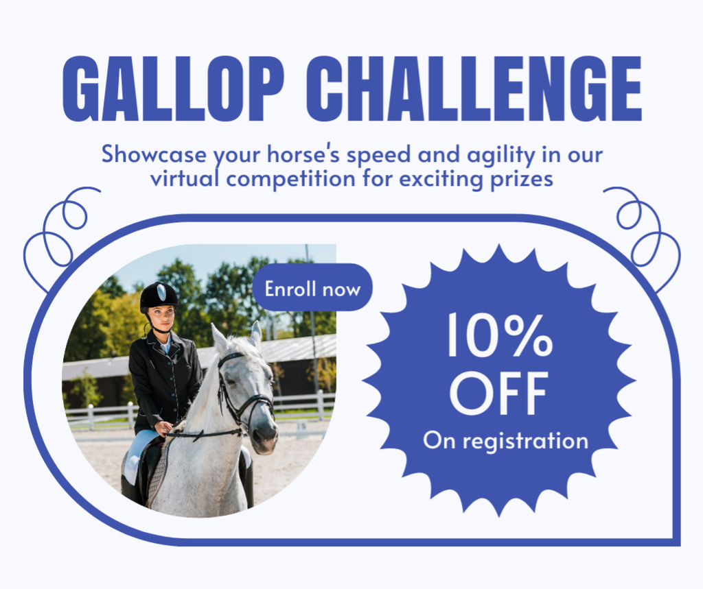 Designvorlage Demonstrating Speed ​​and Skills of Horse at Competition für Facebook