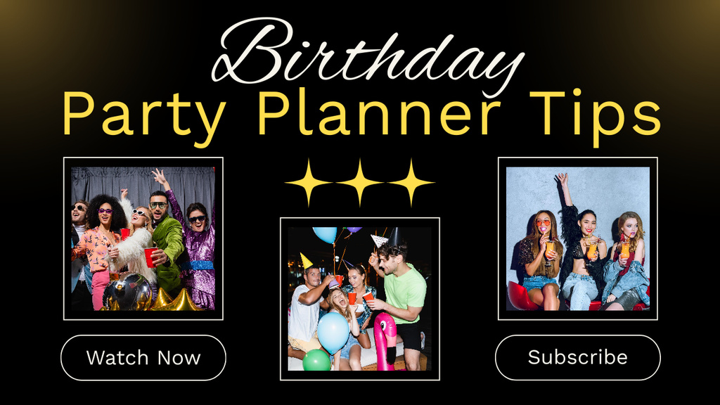 Collage with Fun Photos from Birthday Party Youtube Thumbnail Modelo de Design