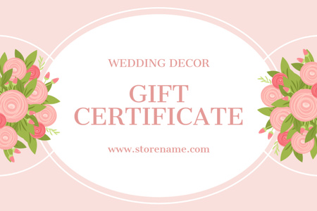 Düğün Dekor Mağazası Teklifi Gift Certificate Tasarım Şablonu
