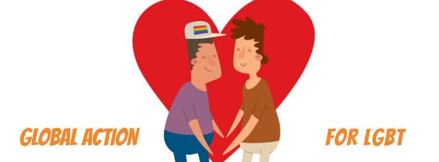 Plantilla de diseño de LGBT Lovers on Rainbow Heart Facebook Video cover 