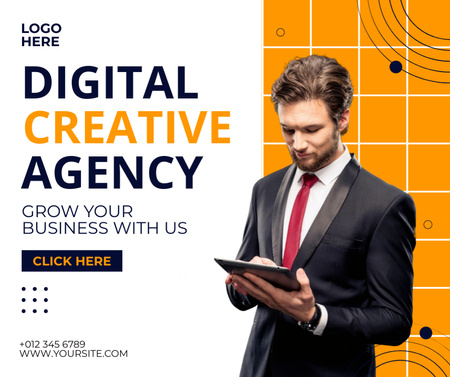 Services of digital creative agency Facebook Design Template