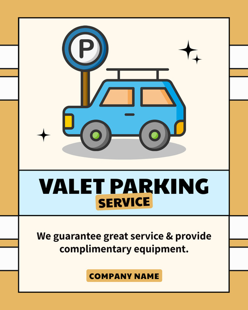 Car and Parking Sign Illustration Instagram Post Verticalデザインテンプレート