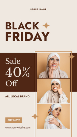Black Friday Sale with Stylish Muslim Woman Instagram Story Design Template