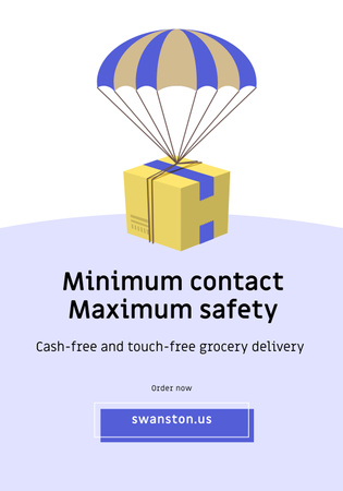 Modèle de visuel Touch-free Delivery Services Offer with Illustration in Purple - Poster 28x40in
