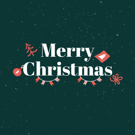 Christmas Holiday Greeting with Illustration of Garland Instagram Design Template