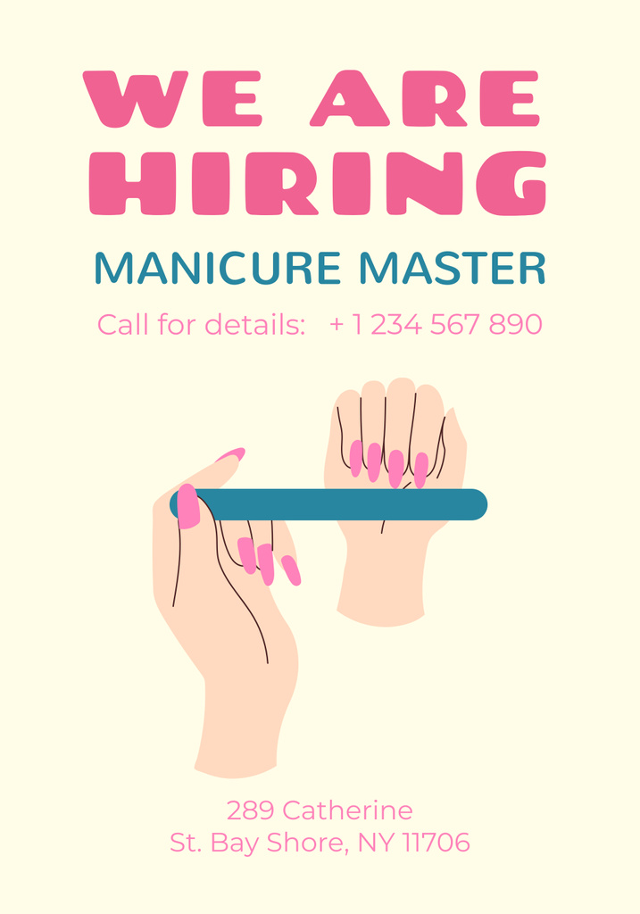 Professional Manicure Master Open Position Poster 28x40in Modelo de Design