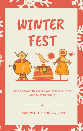 Anúncio do Festival de Folclore de Inverno Invitation 4.6x7.2in Modelo de Design