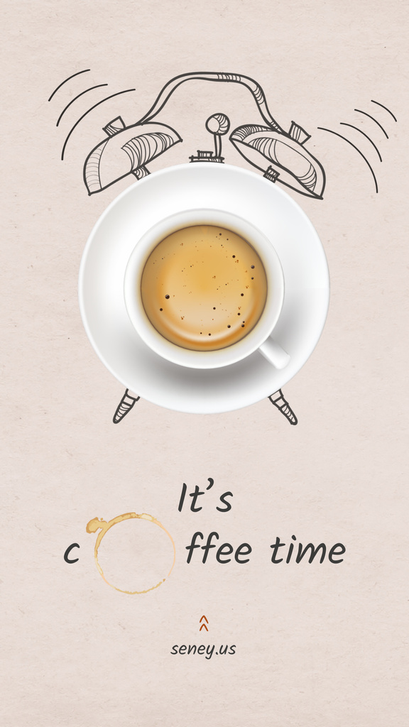 Cup of Coffee with Alarm Clock Instagram Story Design Template