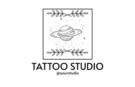 Illustrated Planet And Tattoo Studio Services Offer Business Card 85x55mm tervezősablon