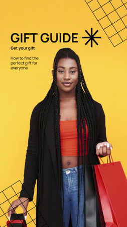 Plantilla de diseño de Gift Guide with Woman with Shopping Bag Instagram Video Story 